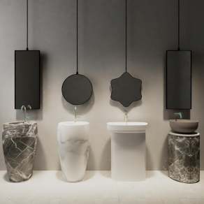 现代洗手台盆3D模型下载